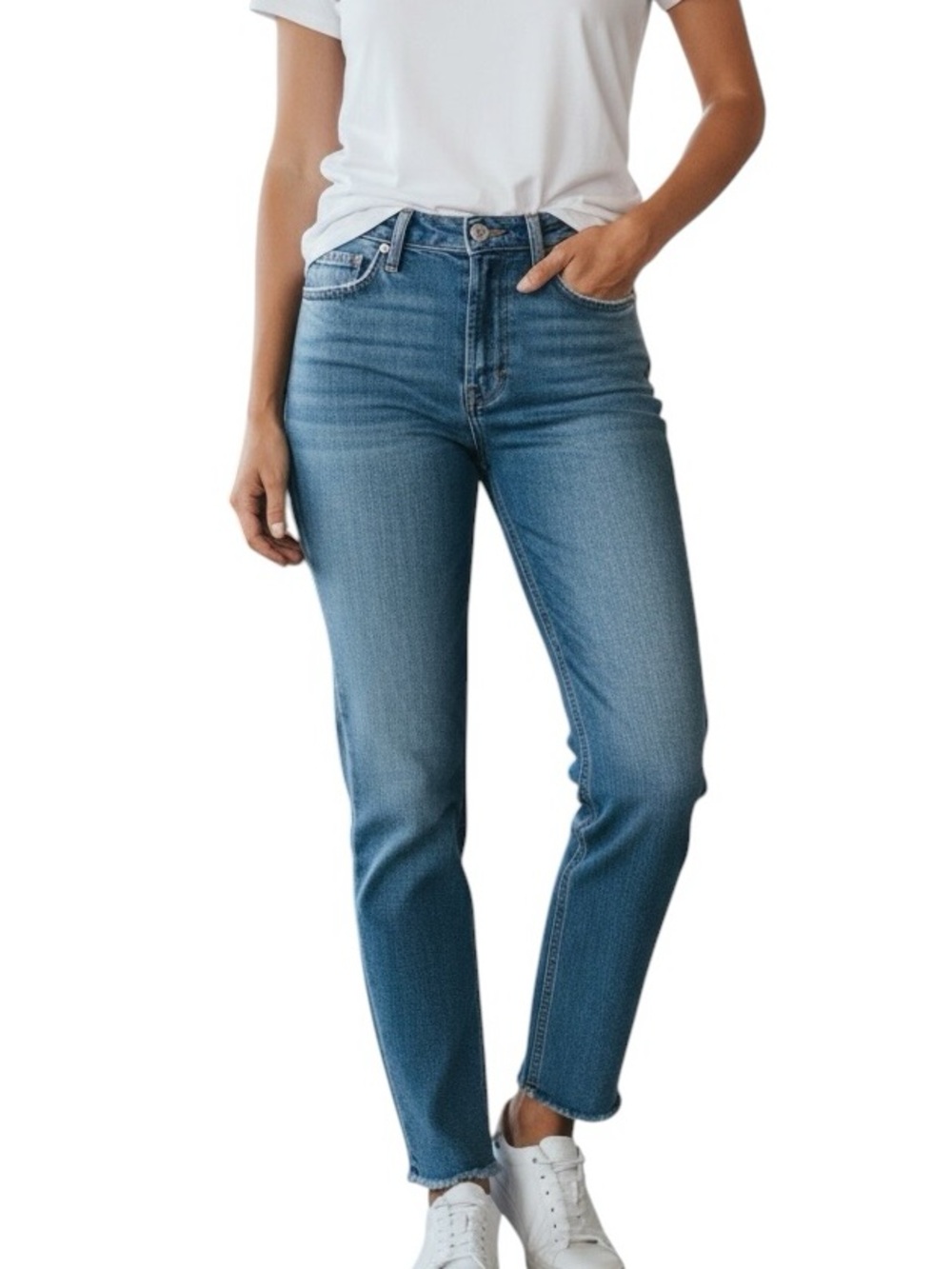 MOTHER The Mid Rise Dazzler Ankle Fray jeans